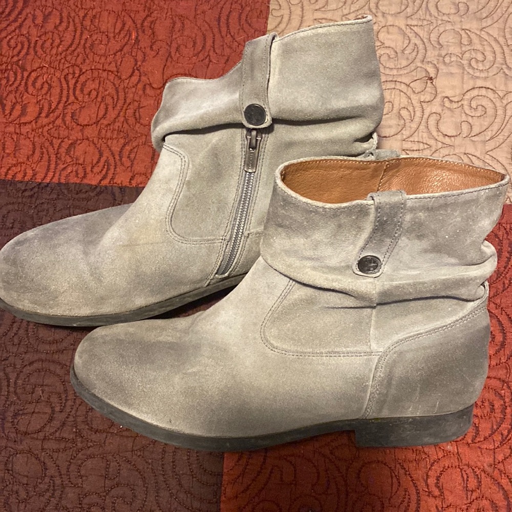 Birkenstock Sarnia Gray Distrissed Leather Slouch Ankle Boots 9 40